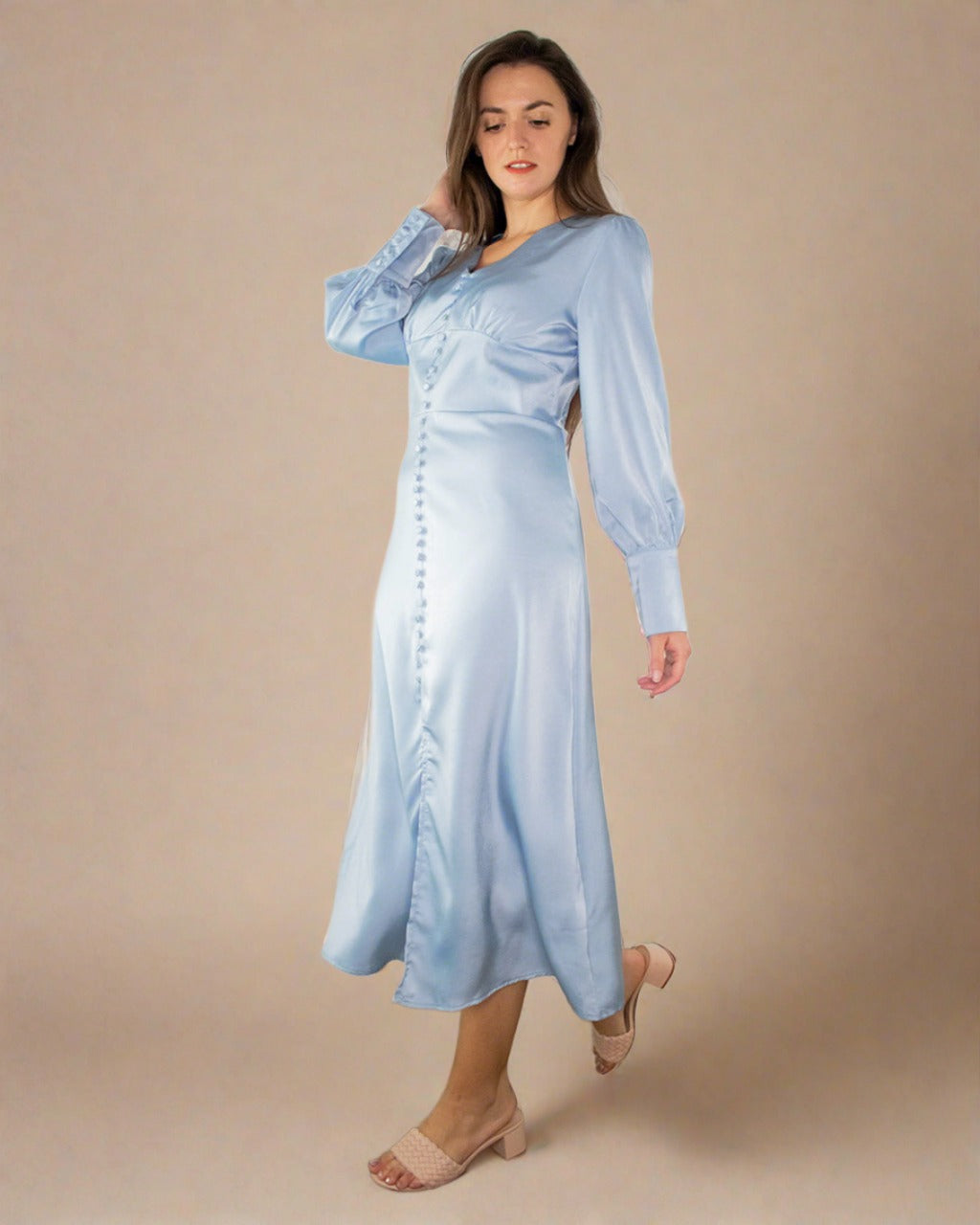 Light Blue Long Sleeve Dress with ...